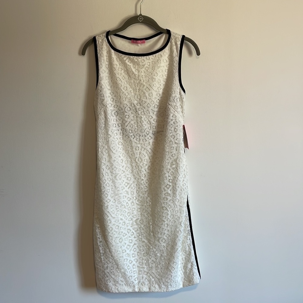 Isaac Mizrahi White Lace Dress 6 Mini New Sleeveless Timeless Classic Elegant